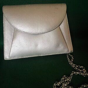 J Tiras Siver Clutch w/ Chain Strap
